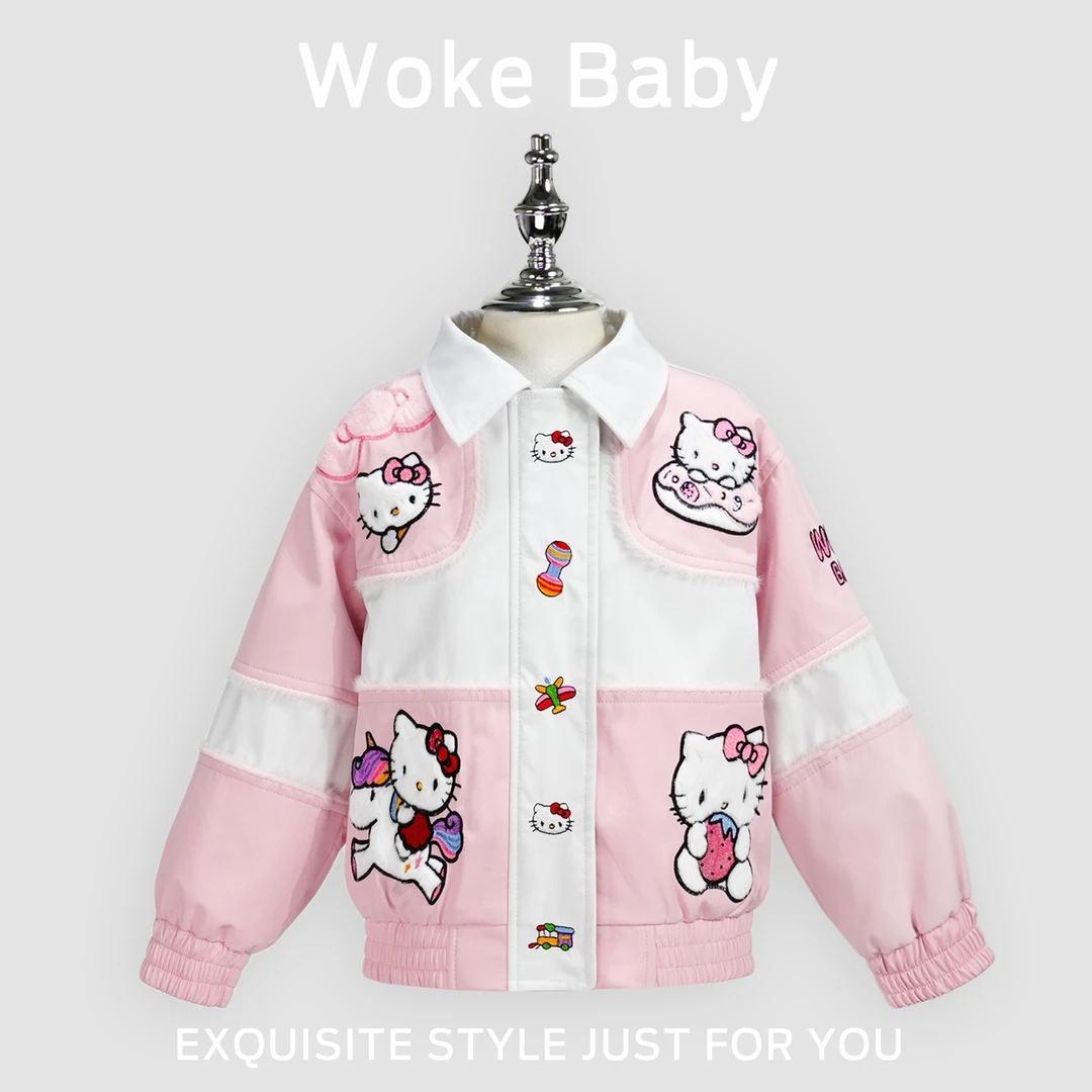 现货【喵爪甜屋】三防女童秋冬加绒卡通刺绣重工外套汉服W5061