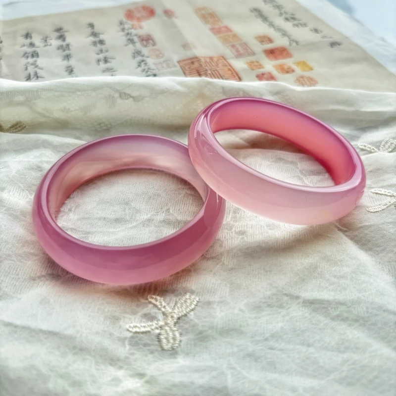 天然玛瑙手镯女款冰种玉镯子帝王紫色高冰透玉髓（多样性发一条）