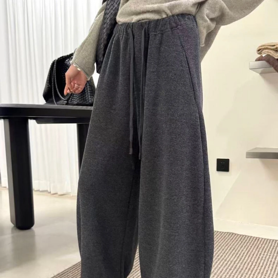田小田品牌羊绒秋冬垂感直筒阔腿裤8656