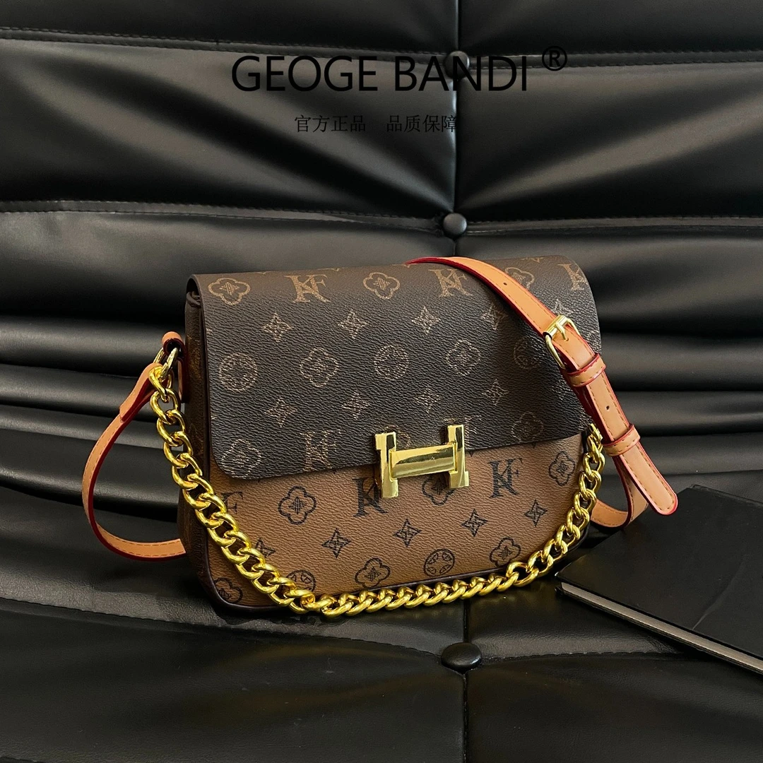 轻奢女印花单肩斜挎链条包气质百搭邮差女士肩包