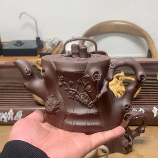 紫砂茶壶紫泥梅桩