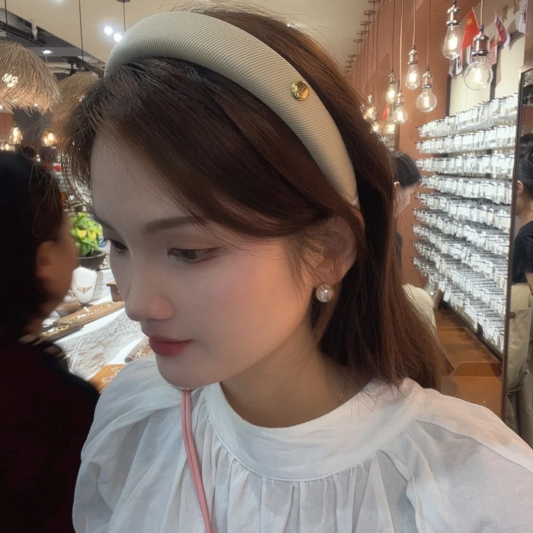 布艺非金属奶黄色发箍