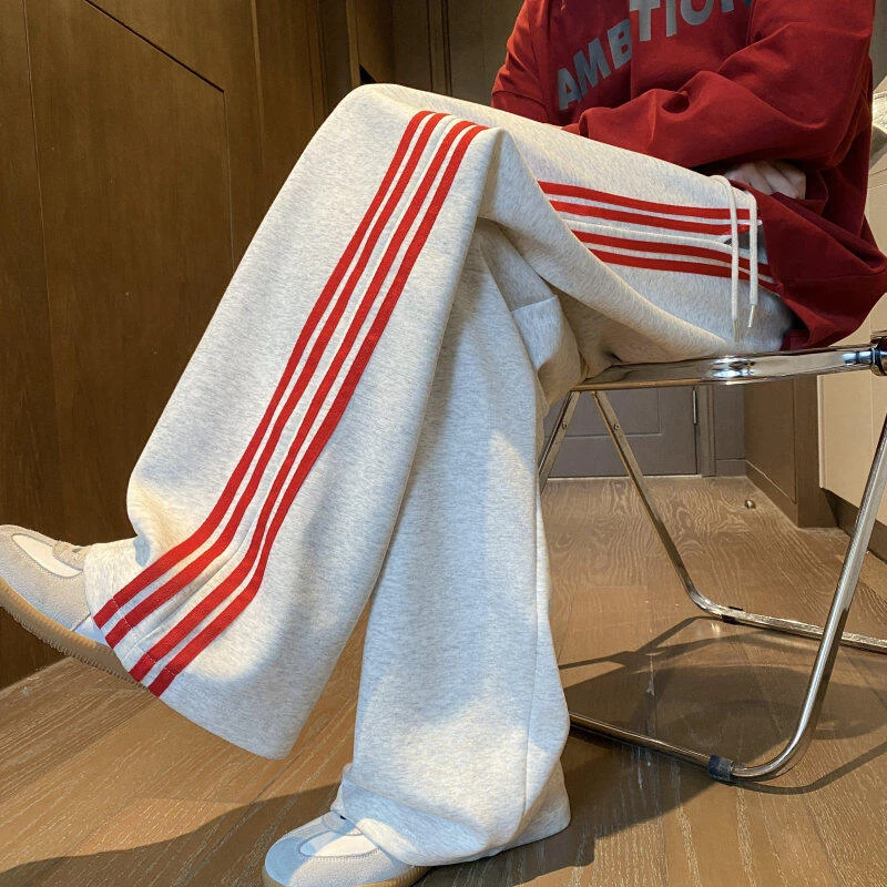 2025春季新款美式潮流条纹宽松休闲卫裤