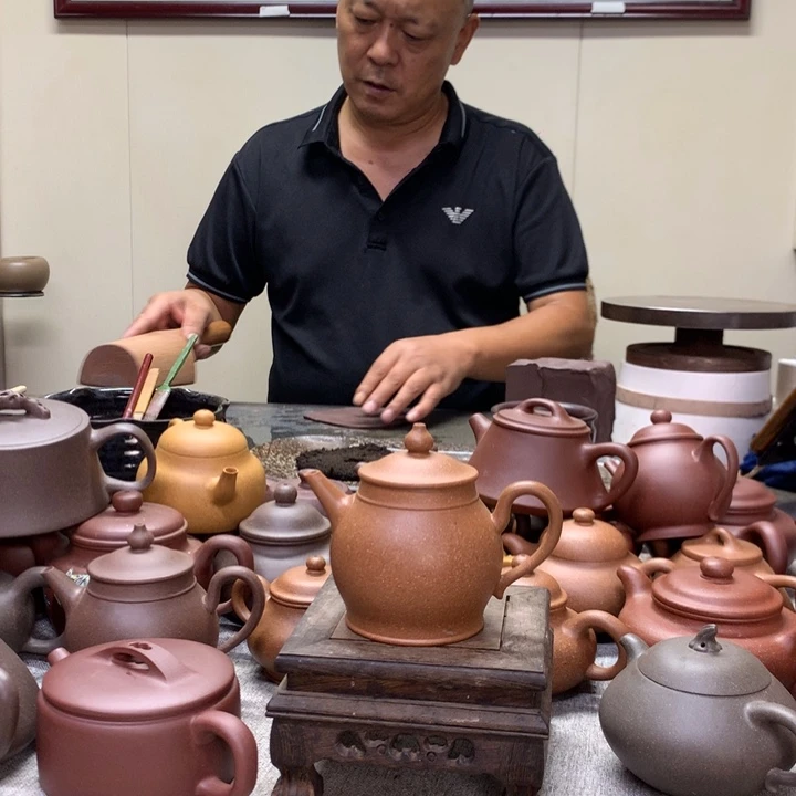 茶壶紫泥黄降坡复古旭帽180 c半手工制作