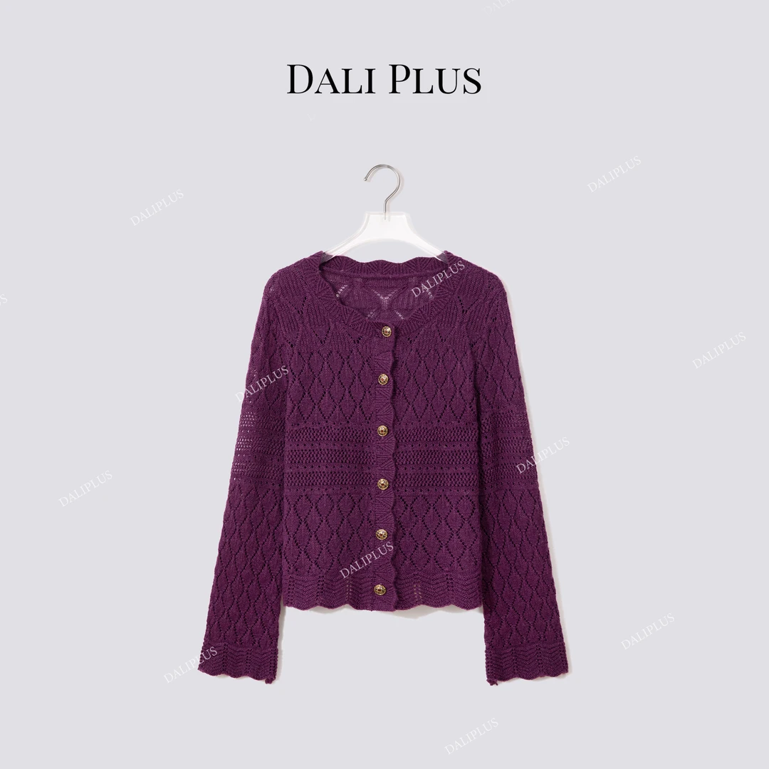 DALI PLUS“梅子熟了”镂空绵羊毛针织衫-D5BL1143-1