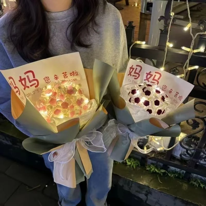 母亲节手工diy玉兰花花束材料包自制仿真玫瑰送妈妈520情人节礼物