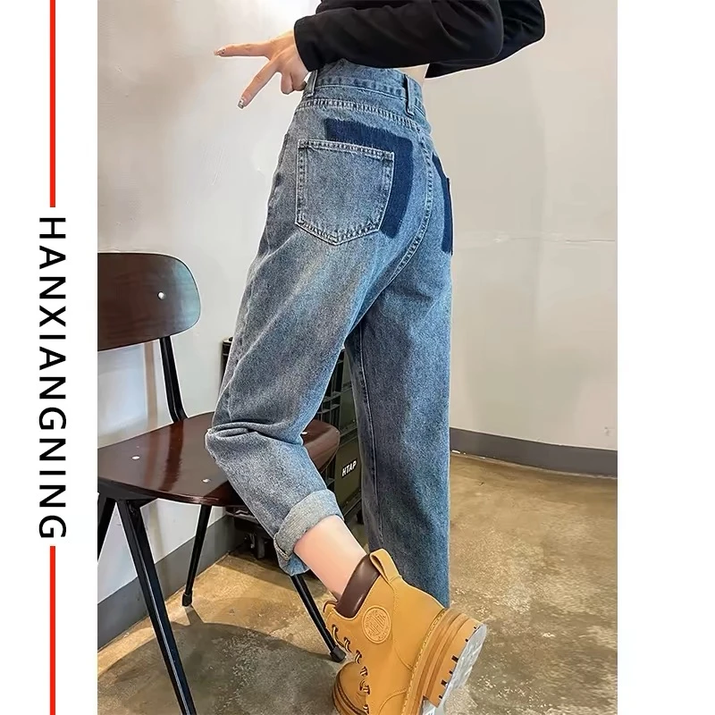 孕妇裤春夏外穿打底牛仔裤2025新款春秋加绒加厚老爹裤小个子春季