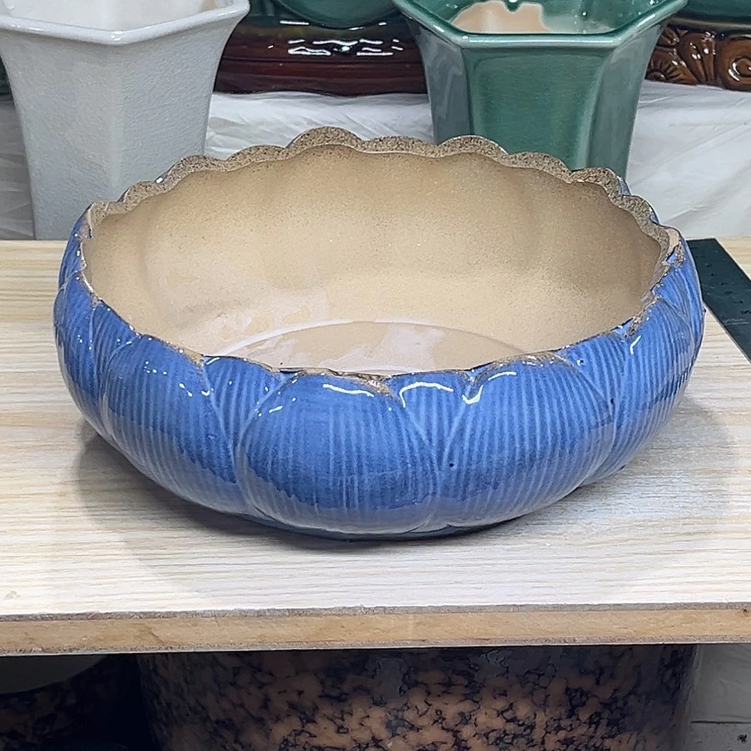 陶瓷绿植多肉微瑕花盆口径22*8.5打孔