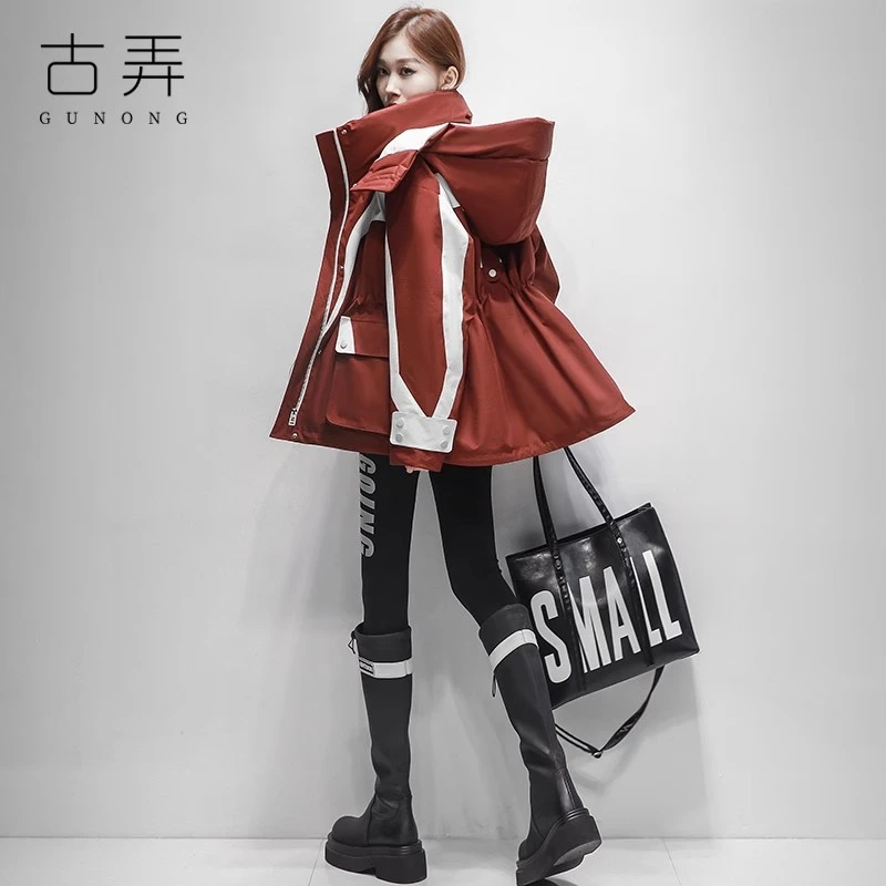 潮牌冲锋衣羽绒服女中长款收腰2024新款冬季加厚小个子派克服外套