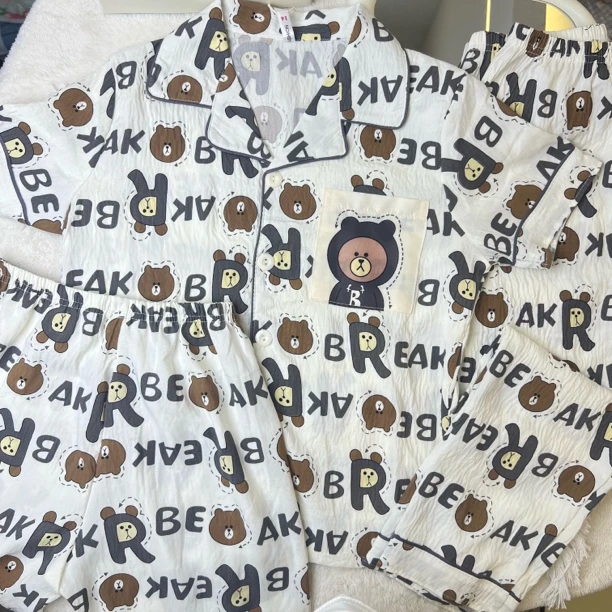 2025年新款男童家居服云朵棉布朗熊敖丙哪吒帕恰狗史努比甜圈小熊