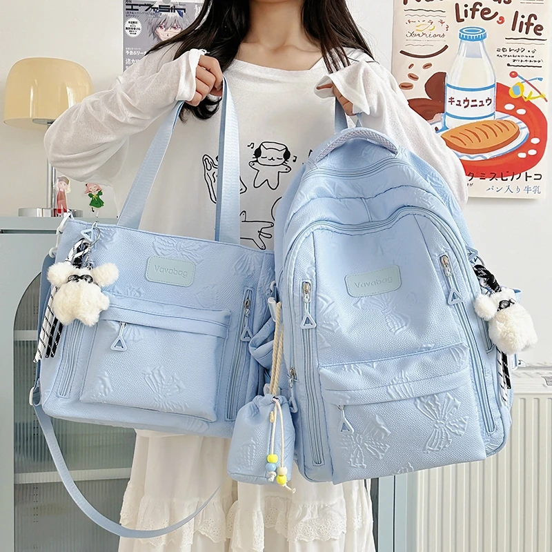 书包女初中生学院风百搭大容量双肩包高中大学生小清新两件套背包