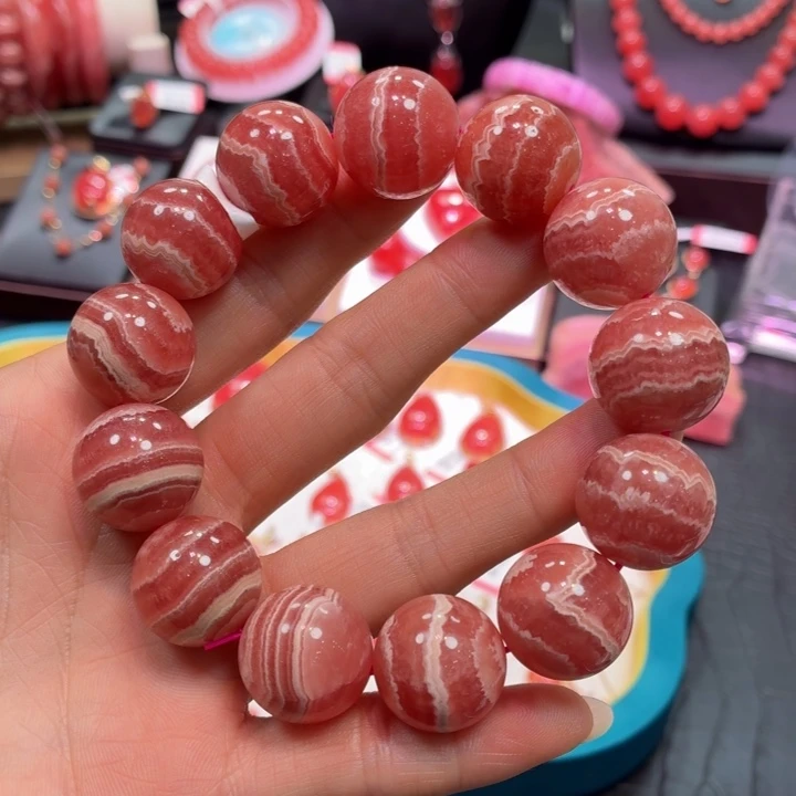 菱锰矿（红纹石）未镶嵌手绳