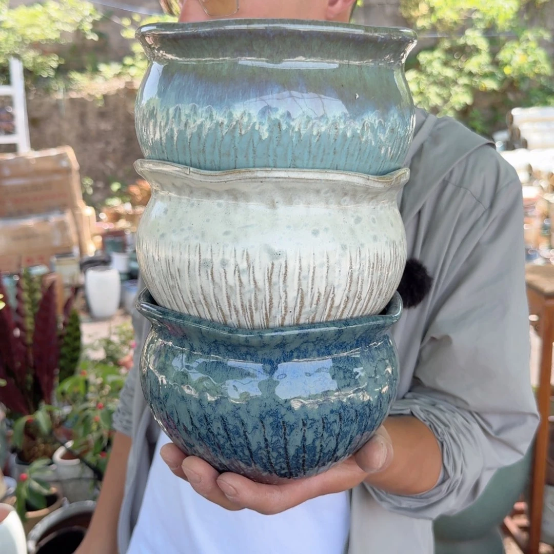 紫砂花盆口16高11（三个拼