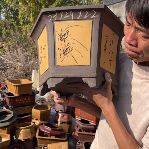紫砂花盆特价包邮送盒