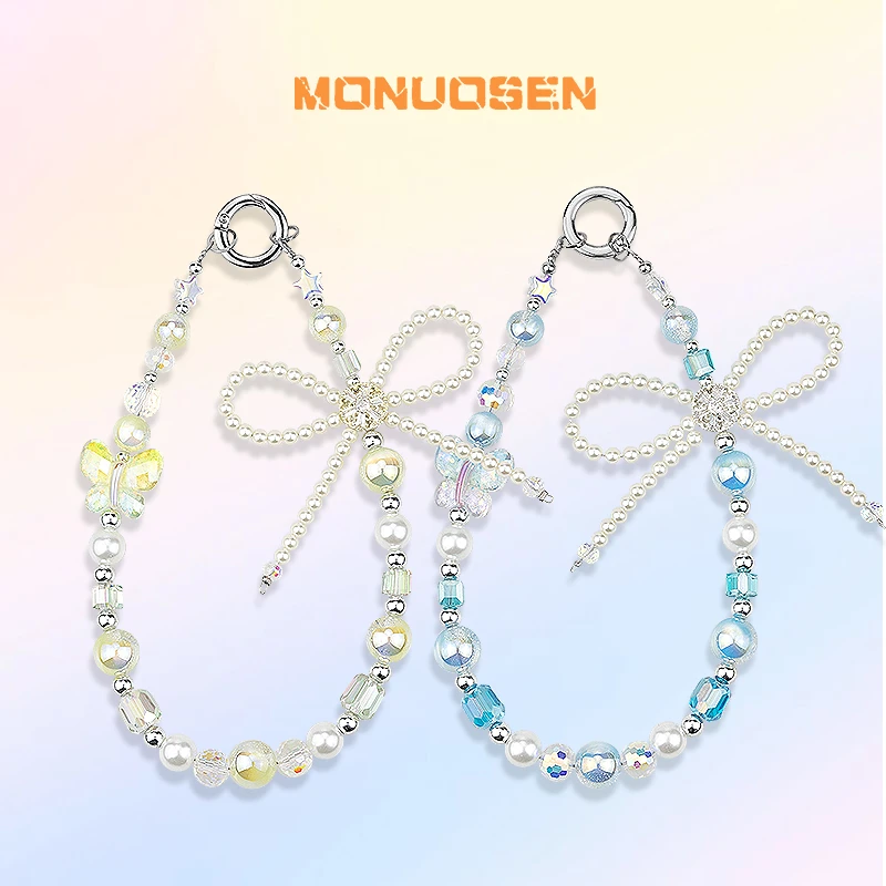 【灵蝶绕腕】手机链手工A女款通用短款手提防丢创意钥匙扣ins个性