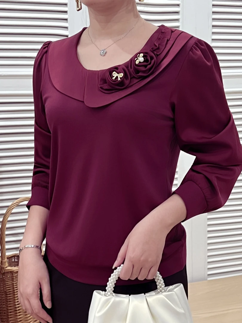 百花果2025秋季新款大码女装上衣侧领显瘦秋装百搭气质遮肉简约