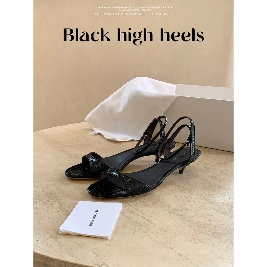 【限量黑标】葡萄妈studiolee 真皮大底法式露趾一字踝带罗马凉鞋