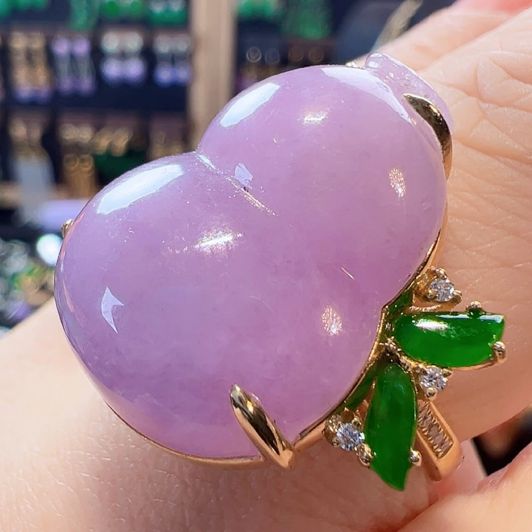 翡翠戒指18K金镶嵌签收后24小时鉴赏期