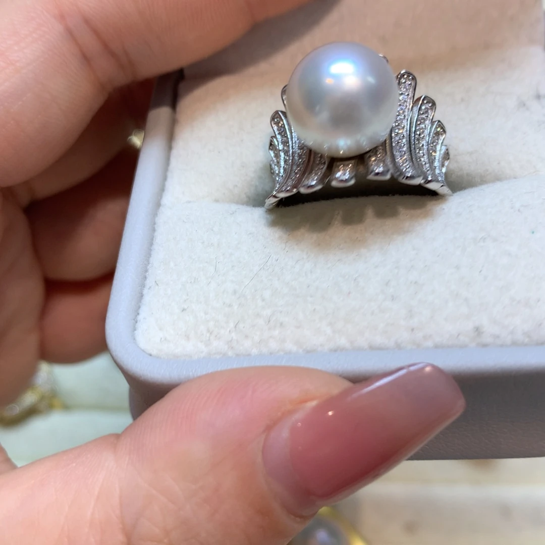 海水珍珠戒指银S925镶嵌