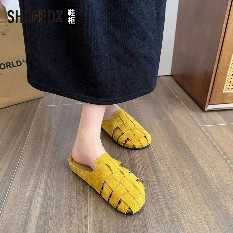 SHOEBOX鞋柜勃肯拖鞋女2025春夏新款轻便包头拖复古软底凉拖鞋