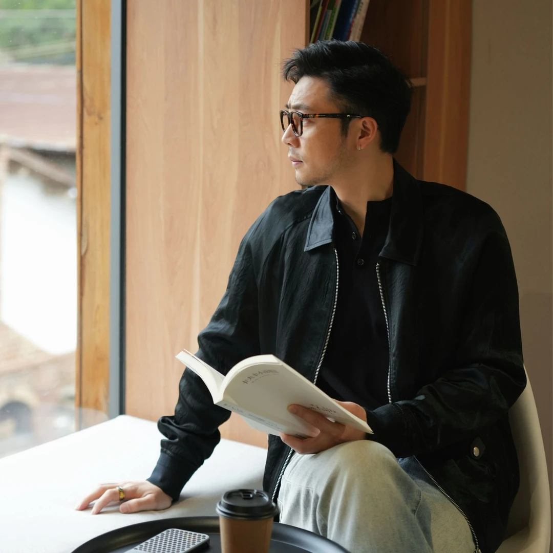 高定100%醋酸缎面垂感翻领夹克轻奢休闲翻领男士外套SG245008