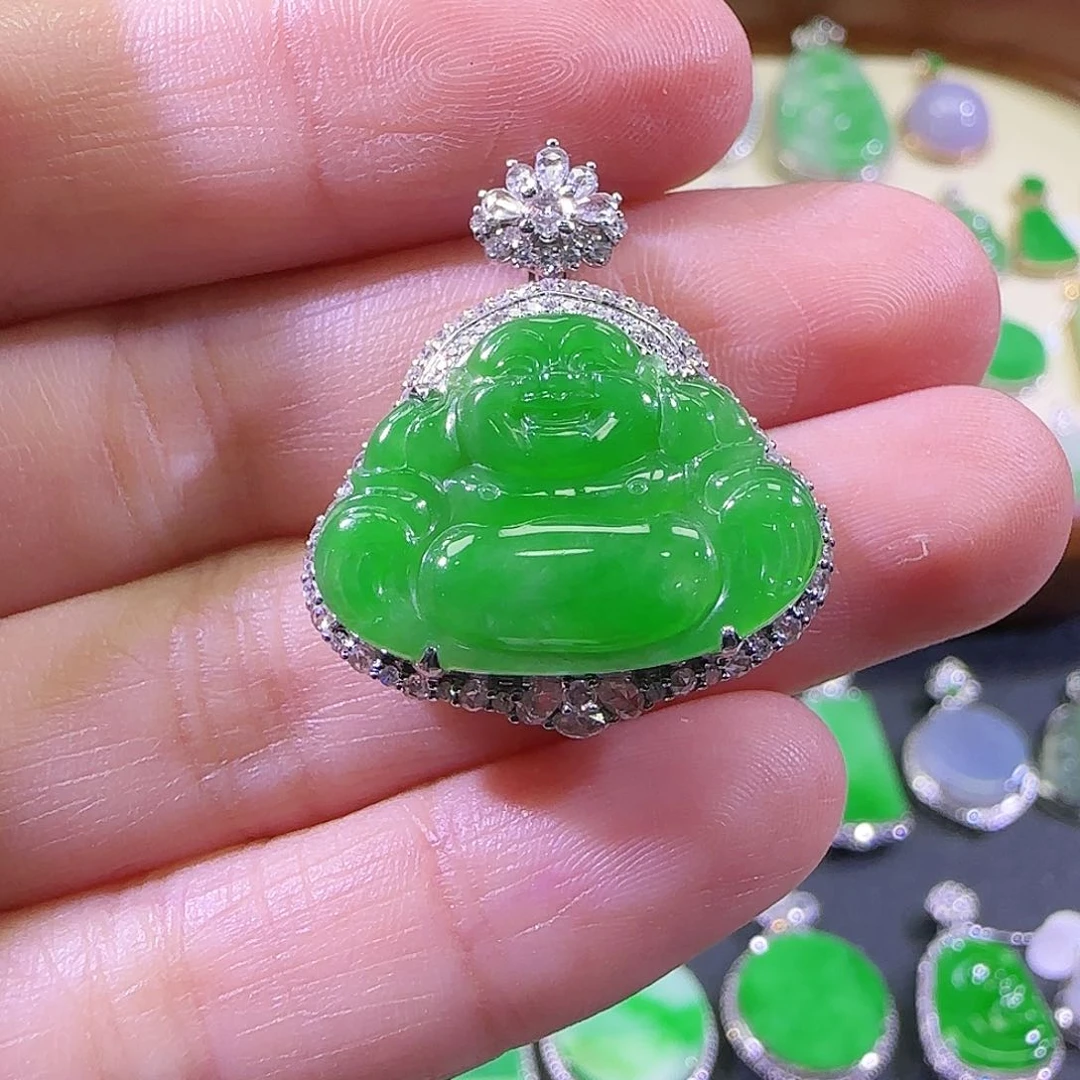 翡翠18K金镶嵌吊坠(不含链)