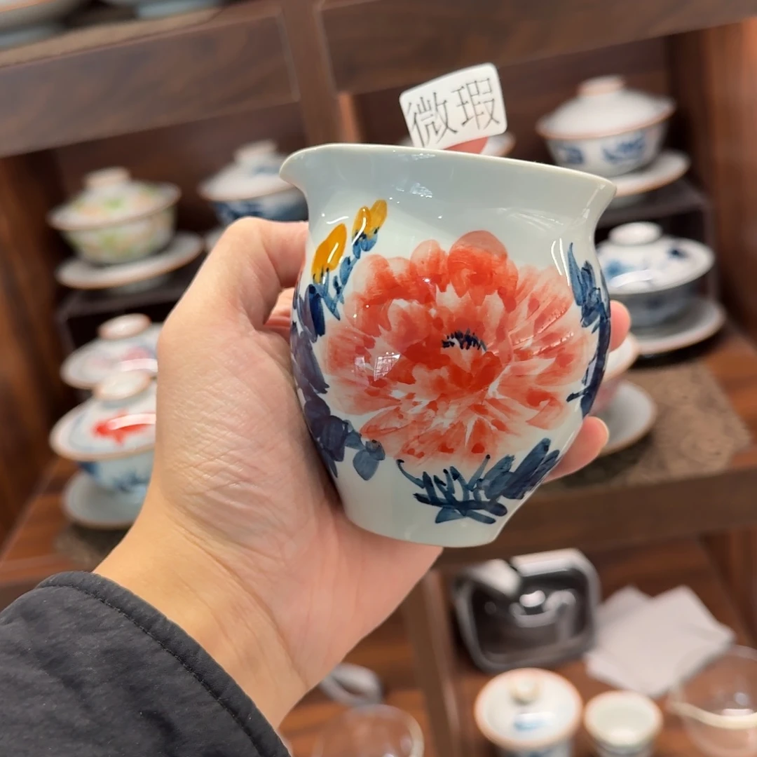 釉下手绘茶具微瑕