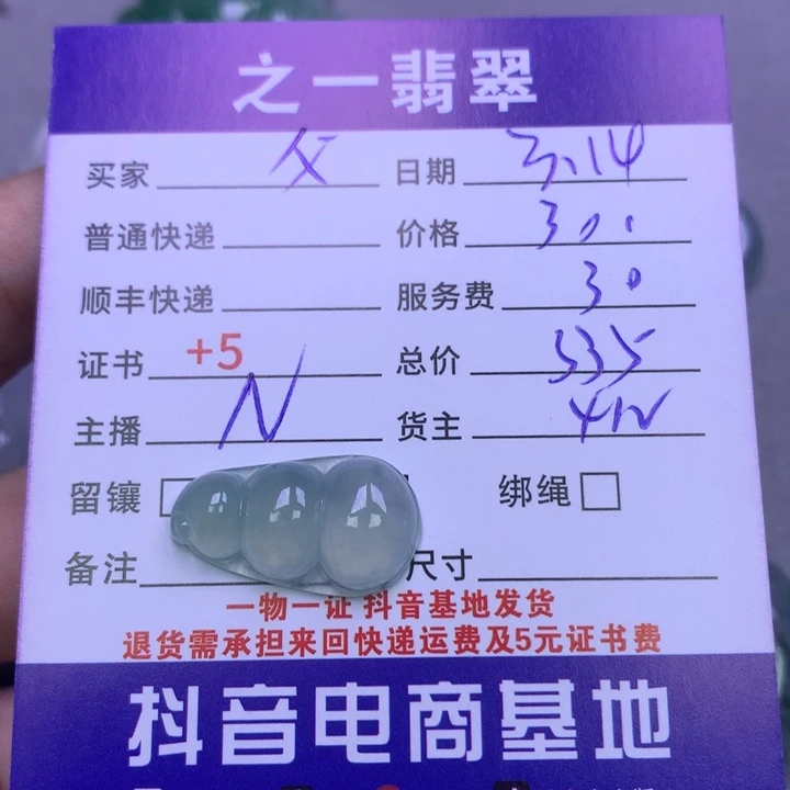 翡翠未镶嵌颈饰父*兵