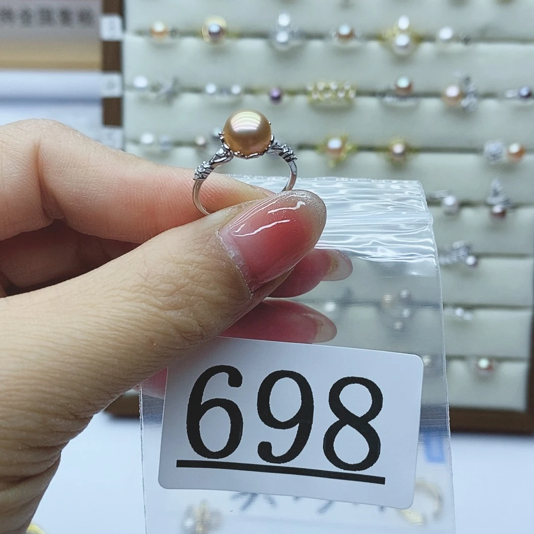 淡水珍珠戒指银S925镶嵌慕*698