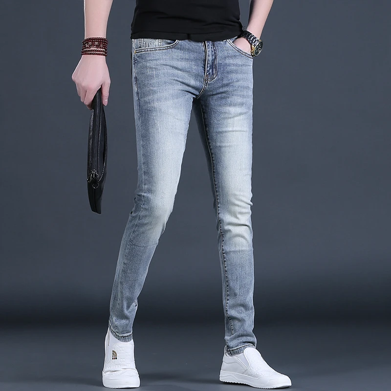 2025秋季新款男士时尚牛仔裤修身潮流百搭休闲长裤潮牌男式牛仔裤