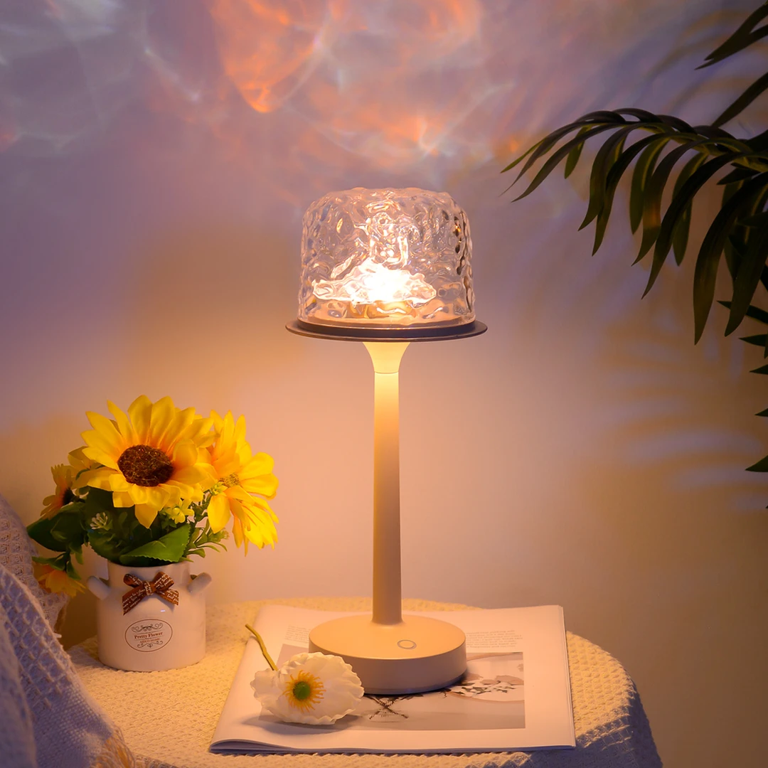 动态水波纹氛围灯小夜灯创意女生礼物卧室浪漫情调床头灯背景台灯