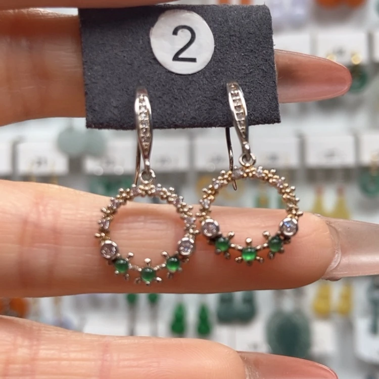 【闪购商品】翡翠耳饰银S925镶嵌耳饰