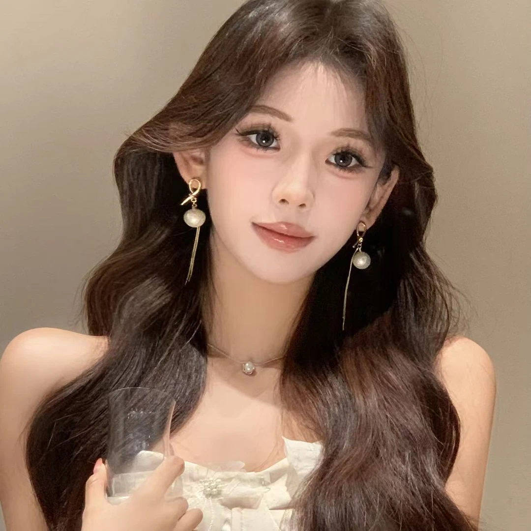 FULL GIRLISH耳环00219绳结珠珠流苏耳钉耳饰