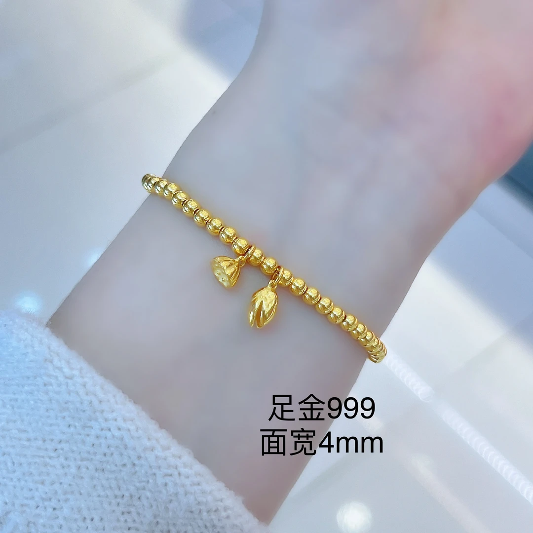 足金999 传承珠珠两世欢莲蓬手链11.22g 工费68/g