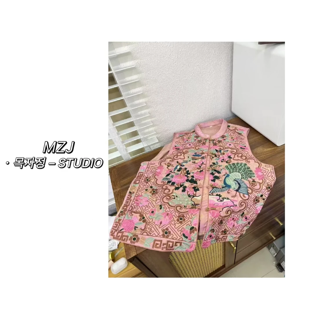 무지징-「凤凰传奇」韩国单！新中式重工刺绣国风马甲-Y