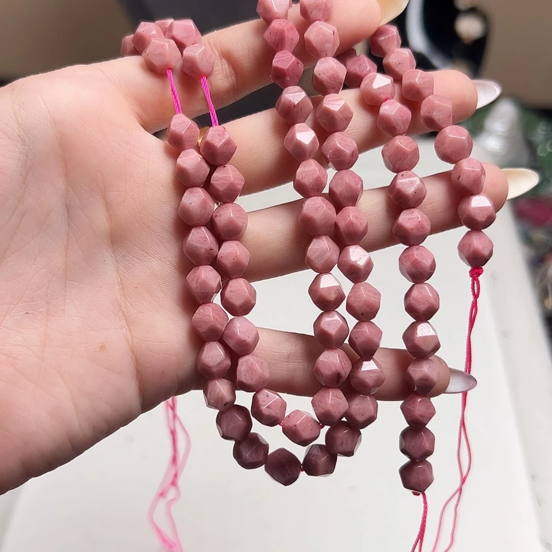 玛瑙/玉髓合金珠宝半成品d90 7.8m 红纹石一条