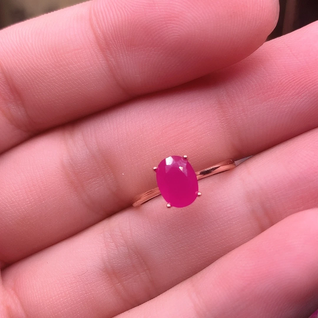 红宝石戒指银S925镶嵌