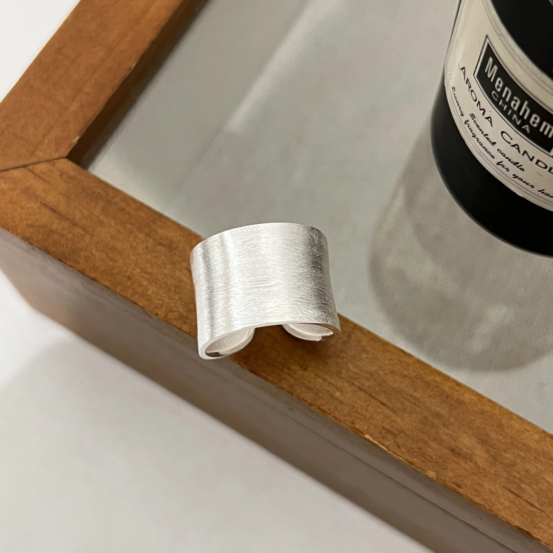 925银戒指 《半甜主义》小众设计冷淡风高级感磨砂拉丝宽宽银戒指