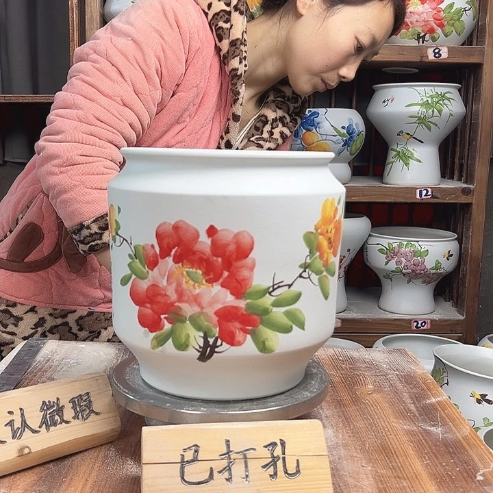 摆件电饭煲红牡丹新款陶瓷陶瓷