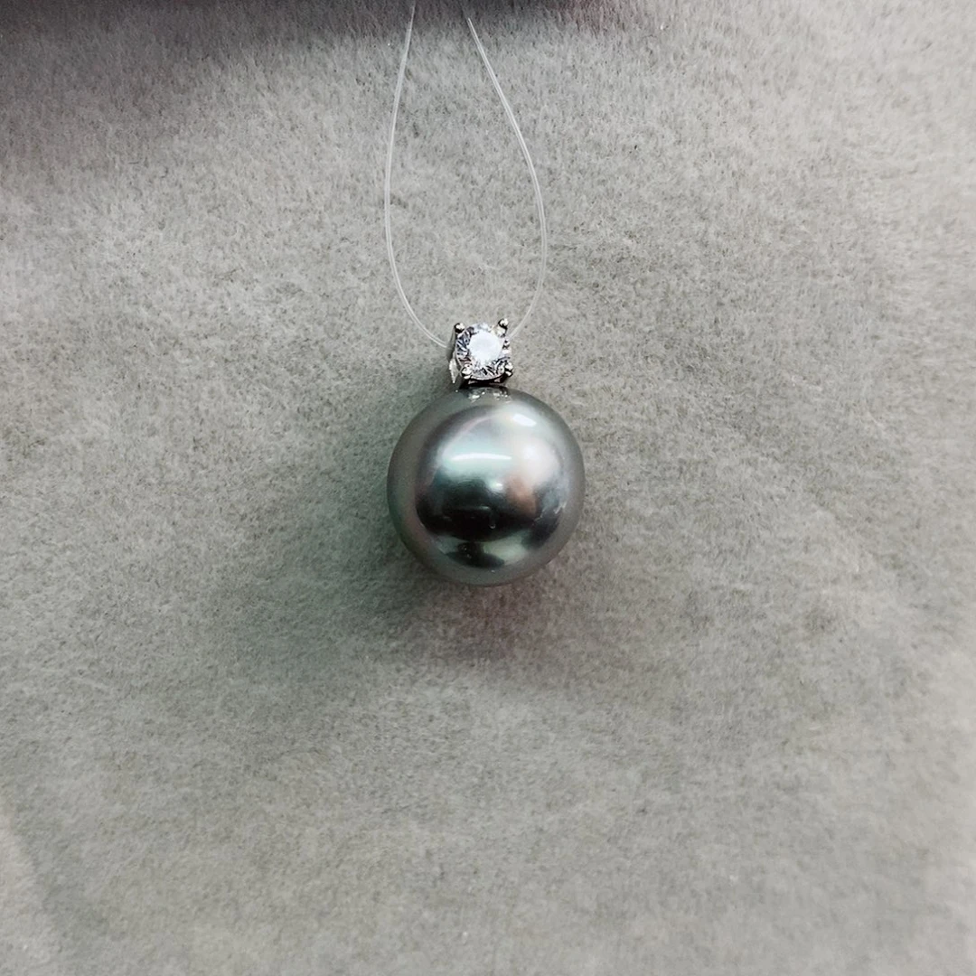 吊坠(不含链)银S925镶嵌海水珍珠10-11