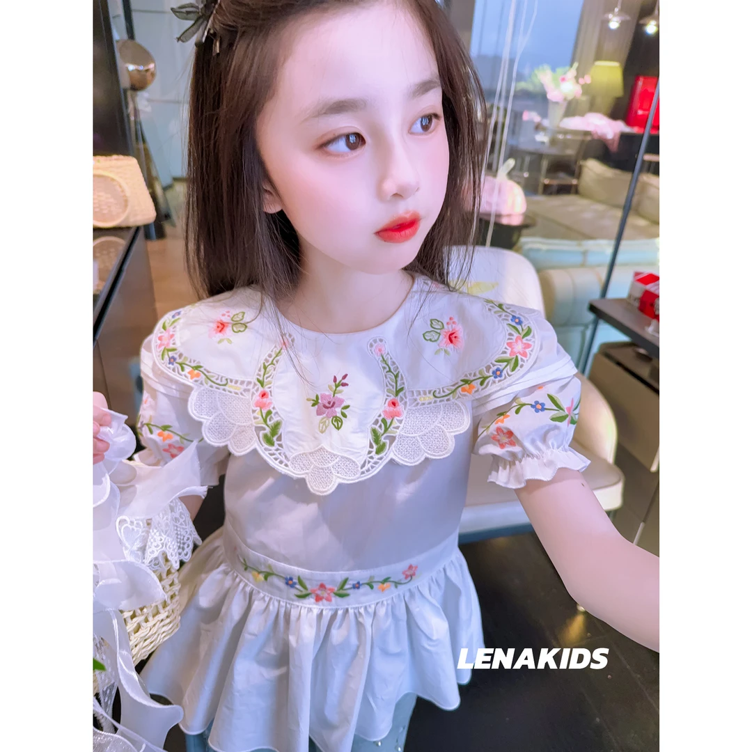 Lenakids【超精致·100%全棉·花花刺绣娃娃衫】气质时髦女宝25032601