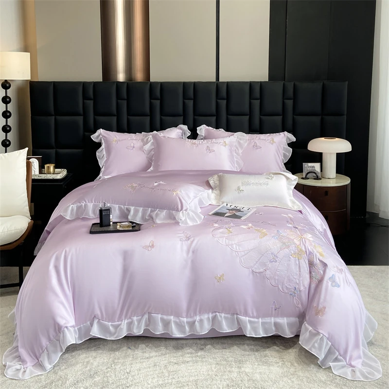 899   蝶梦淡紫天丝夏被四件套