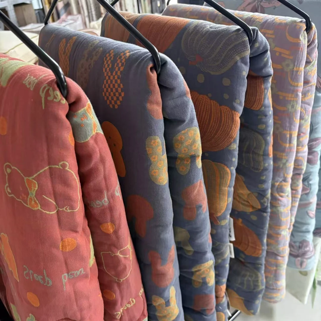 【京かわ会社】孤品双层纱被子120*150cm 蓝色玫瑰不挑花色