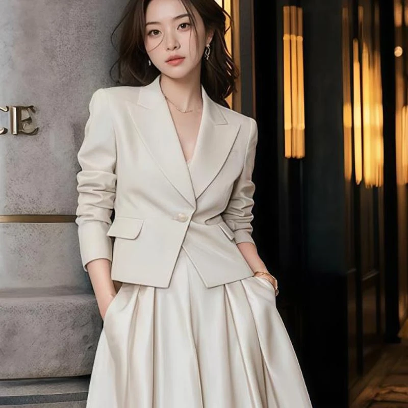 时尚气质两件套女西装上衣2025年春秋新款洋气高级感长袖裙子套装