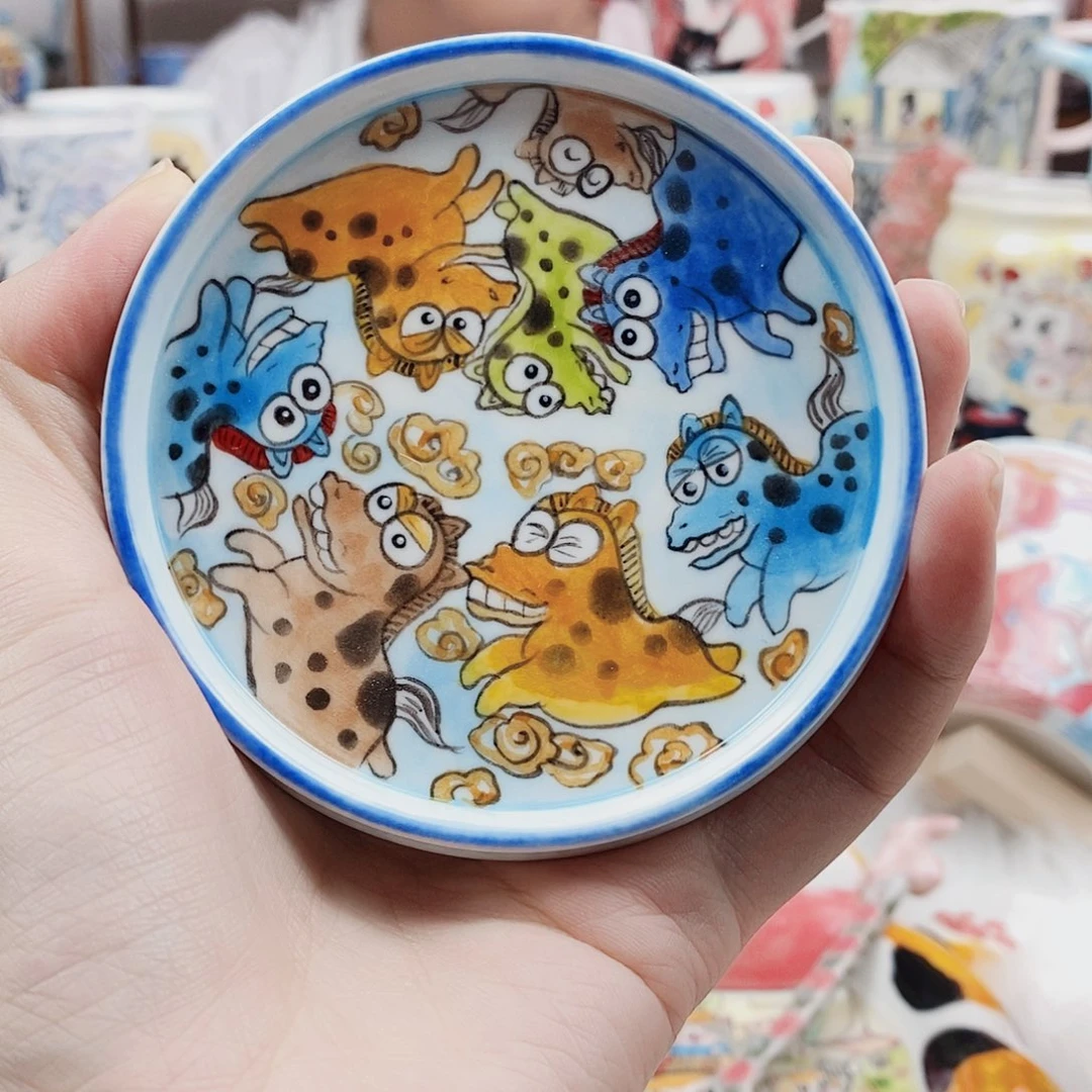 瓷片董董文创手绘陶瓷