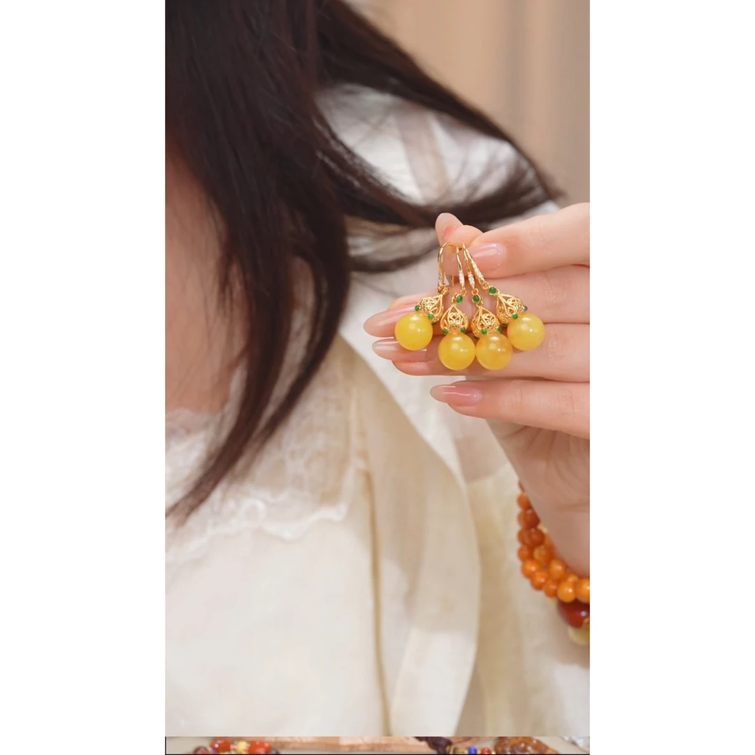 未镶嵌蜜蜡耳饰（多样性发一）卡10 @@I0363