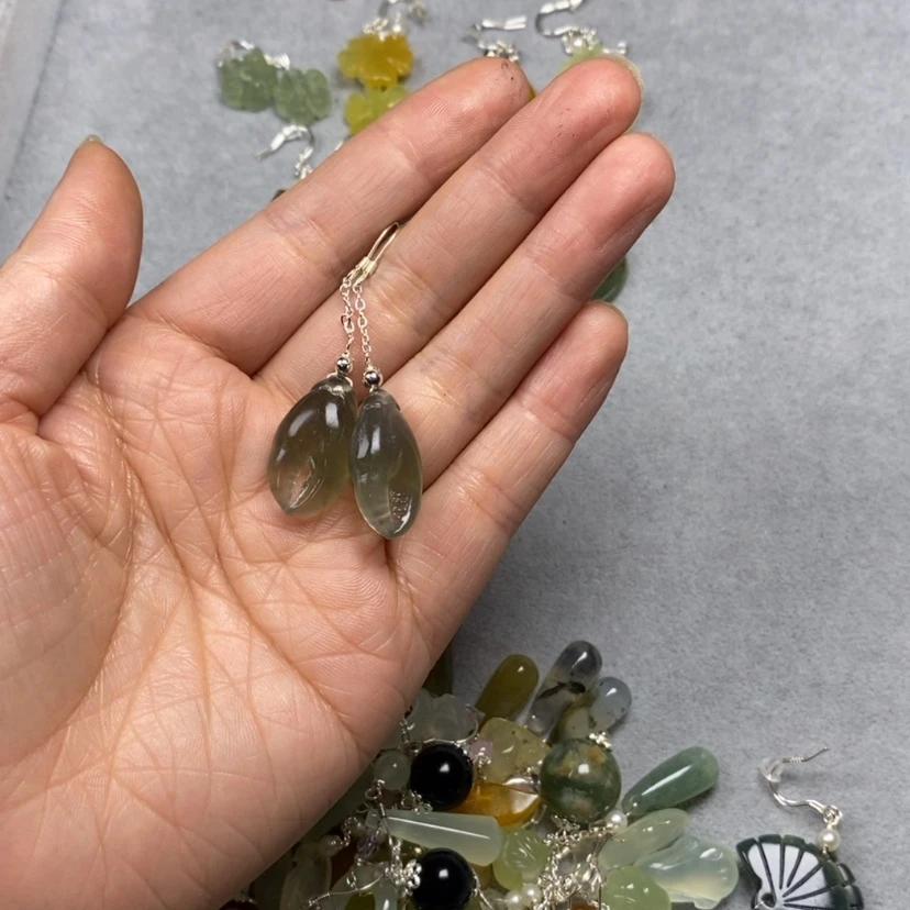 【闪购商品】蛇纹石玉未镶嵌挂件耳饰耳环项链A****g