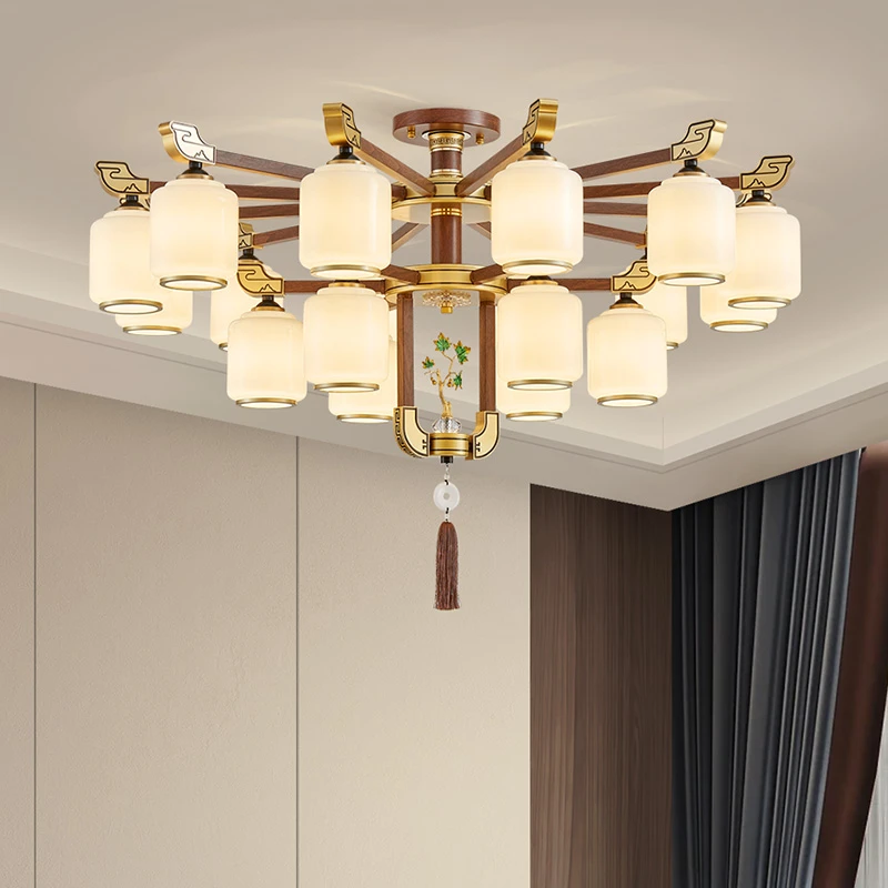 沐灯者新中式中山吊灯客厅灯新款大气中国风高档禅意餐厅复古主灯