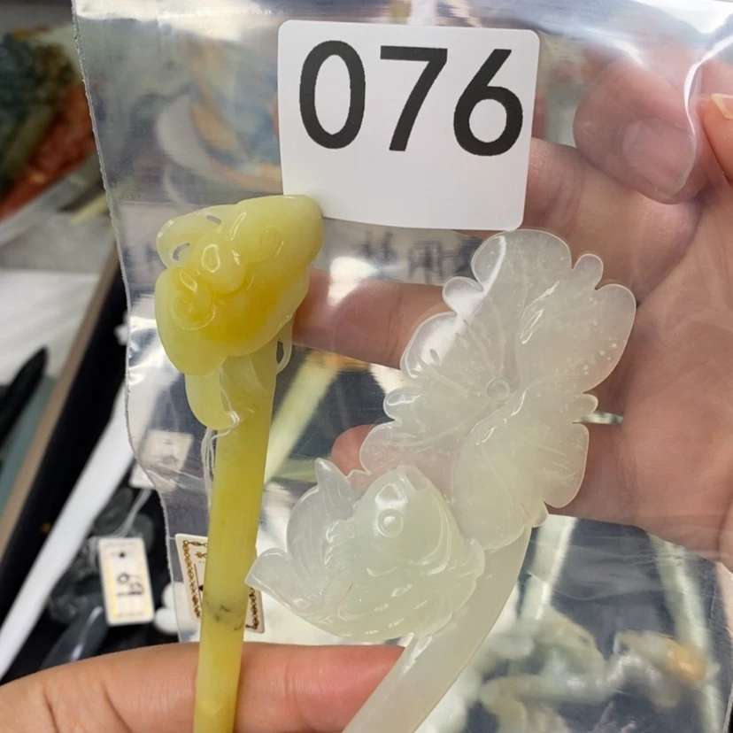 【闪购商品】岫玉发饰未镶嵌月**花