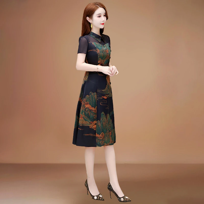 【可蓓儿】2025新款夏轻奢小众高级妈妈装品牌新中式高贵女装连衣裙